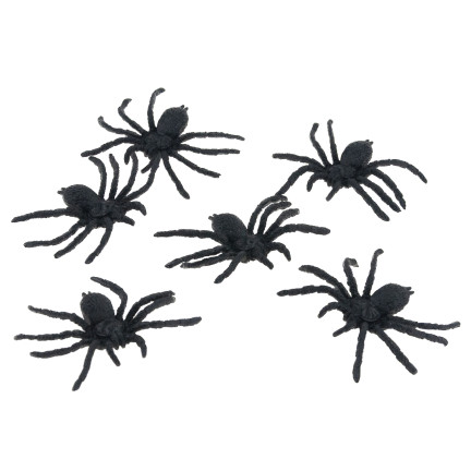 Sztuczne pająki, czarne, dekoracja Halloween, realistyczne, 6szt//kpl