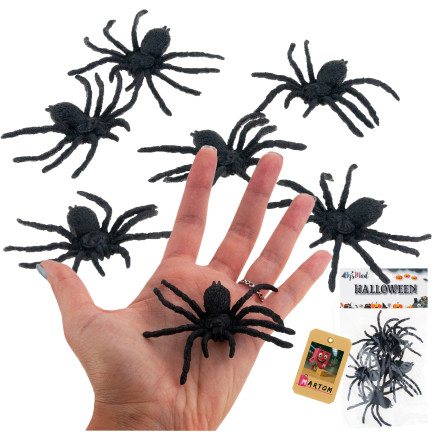 Sztuczne pająki, czarne, dekoracja Halloween, realistyczne, 6szt//kpl