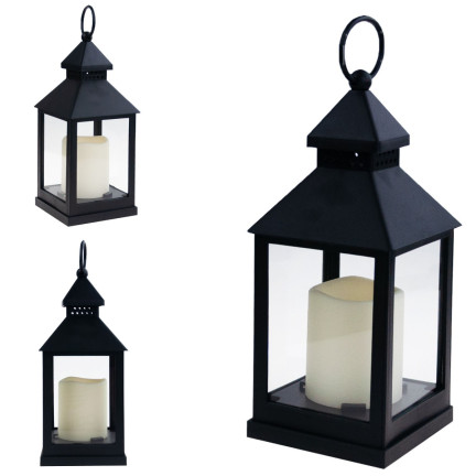 TG45628 LAMPKA LATARNIA LED CZARNA DO DOMU OGRODU BATERIE OŚWIETLENIE BALKON TARAS