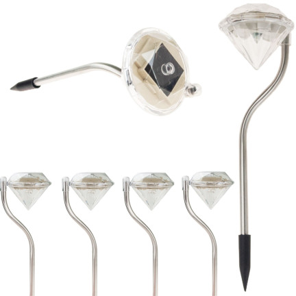 TG47860 LAMPA SOLARNA DIAMENTOWE  OGRODOWE DEKORACYJNE DIAMENTY ZESTAW 4SZT WBIJANE