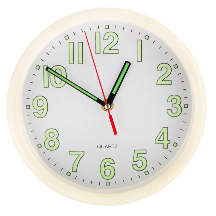 TG48015-1 ZEGAR FLUORESCENCYJNY ŚWIECĄCY W CIEMNOŚCI ŚCIENNY BIALY