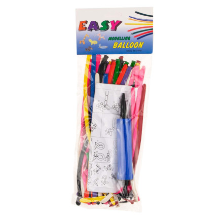 TG48097 BALONY DO MODELOWANIA SKRĘCANIA 50SZT Z POMPKĄ RURKI KOLOROWE ZESTAW