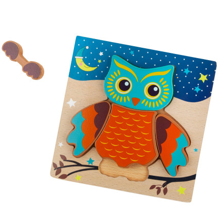 TG50029 KLOCKI PUZZLE DREWNIANE SOWA UKŁADANKA LOGICZNA EDUKACYJNA DLA DZIECI