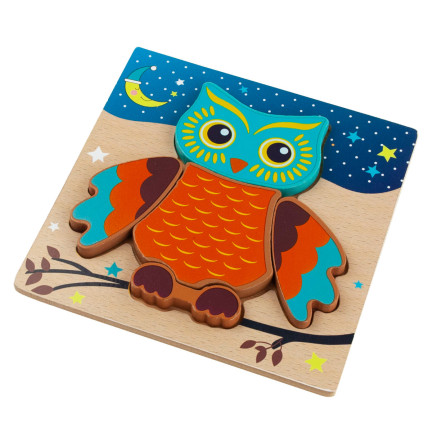 TG50029 KLOCKI PUZZLE DREWNIANE SOWA UKŁADANKA LOGICZNA EDUKACYJNA DLA DZIECI