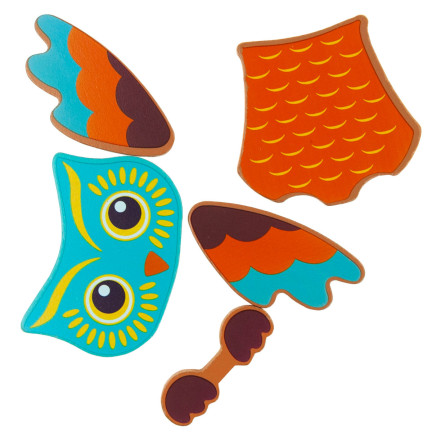 TG50029 KLOCKI PUZZLE DREWNIANE SOWA UKŁADANKA LOGICZNA EDUKACYJNA DLA DZIECI