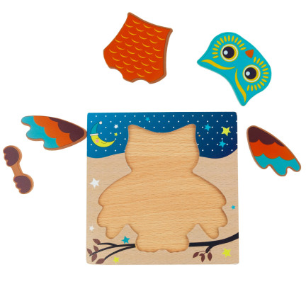 TG50029 KLOCKI PUZZLE DREWNIANE SOWA UKŁADANKA LOGICZNA EDUKACYJNA DLA DZIECI