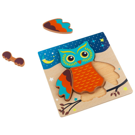 TG50029 KLOCKI PUZZLE DREWNIANE SOWA UKŁADANKA LOGICZNA EDUKACYJNA DLA DZIECI