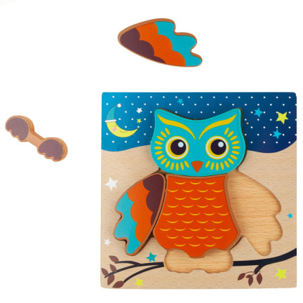 TG50029 KLOCKI PUZZLE DREWNIANE SOWA UKŁADANKA LOGICZNA EDUKACYJNA DLA DZIECI