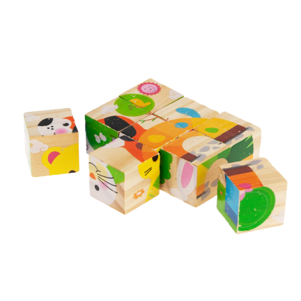 TG50032 PUZZLE DREWNIANE KLOCKI UKŁADANKA ZWIERZĄTKA 6w1 ZOO