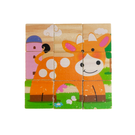 TG50032 PUZZLE DREWNIANE KLOCKI UKŁADANKA ZWIERZĄTKA 6w1 ZOO