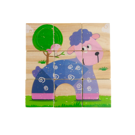 TG50032 PUZZLE DREWNIANE KLOCKI UKŁADANKA ZWIERZĄTKA 6w1 ZOO