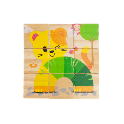 TG50032 PUZZLE DREWNIANE KLOCKI UKŁADANKA ZWIERZĄTKA 6w1 ZOO