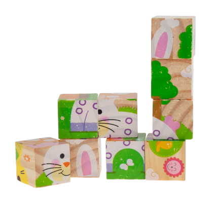 TG50032 PUZZLE DREWNIANE KLOCKI UKŁADANKA ZWIERZĄTKA 6w1 ZOO