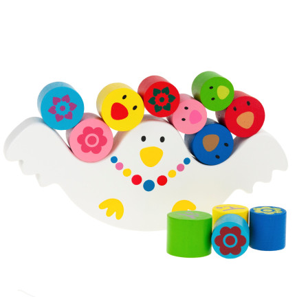 TG50045 GRA ZRĘCZNOŚCIOWA DREWNIANA BALANSUJĄCA KURKA MONTESSORI KOLOROWA