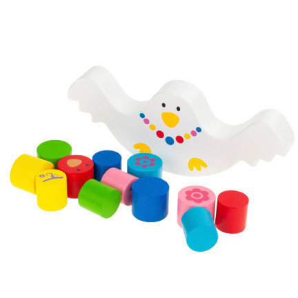 TG50045 GRA ZRĘCZNOŚCIOWA DREWNIANA BALANSUJĄCA KURKA MONTESSORI KOLOROWA