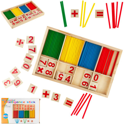 TG50050 ZESTAW MATEMATYCZNY PATYCZKI DO NAUKI LICZENIA LICZYDŁO MATEMATYKA DREWNO