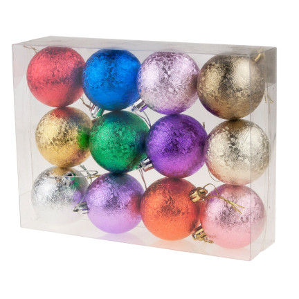 TG50995 BOMBKI CHOINKOWE KOLOROWE NA CHOINKĘ BOMBKA ZESTAW 12 SZT 6CM OZDOBY ŚWIĘTA