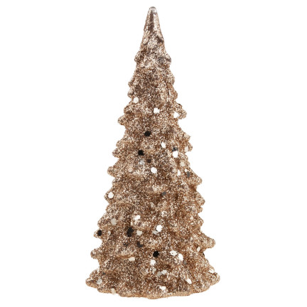 TG51109 CHOINKA ŚWIECĄCA LED ZŁOTA BROKATOWA PLASTIK ŚWIĄTECZNA MIKOŁAJKI upominek