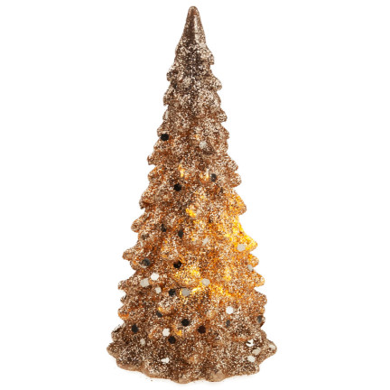 TG51109 CHOINKA ŚWIECĄCA LED ZŁOTA BROKATOWA PLASTIK ŚWIĄTECZNA MIKOŁAJKI upominek