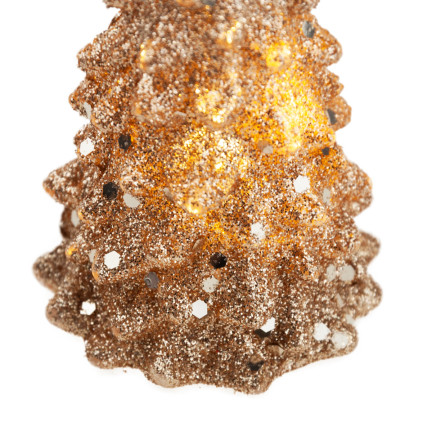 TG51109 CHOINKA ŚWIECĄCA LED ZŁOTA BROKATOWA PLASTIK ŚWIĄTECZNA MIKOŁAJKI upominek