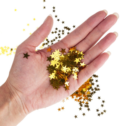 Brokatowe gwiazdki, złote, do scrapbookingu, dekoracja kartek i prezentów, 35g