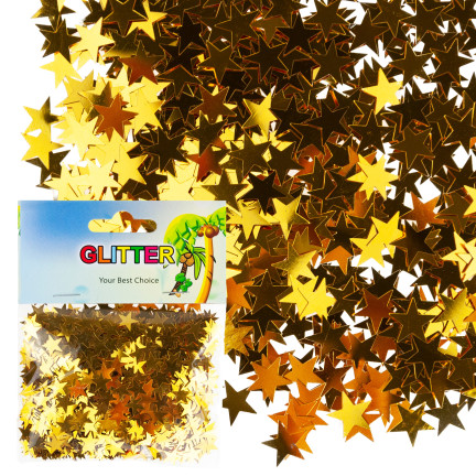 Brokatowe gwiazdki, złote, do scrapbookingu, dekoracja kartek i prezentów, 35g