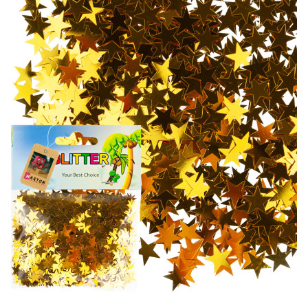 Brokatowe gwiazdki, złote, do scrapbookingu, dekoracja kartek i prezentów, 35g