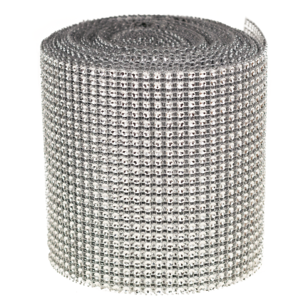 TG51184 TAŚMA DIAMENTOWA SREBRNA PAS CYRKONIE DŻETY