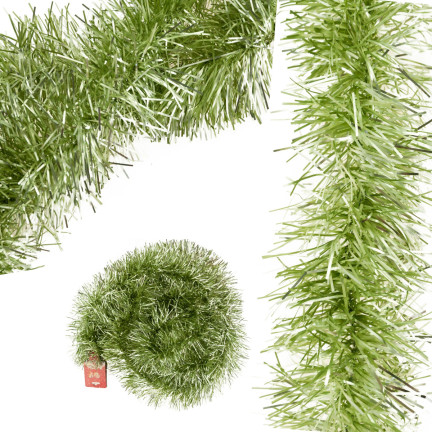 TG51877-ZIEL ŁAŃCUCH CHOINKOWY SREBRNY ZIELONY GĘSTY GIRLANDA NA CHOINKĘ 2M