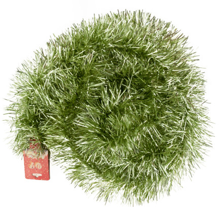 TG51877-ZIEL ŁAŃCUCH CHOINKOWY SREBRNY ZIELONY GĘSTY GIRLANDA NA CHOINKĘ 2M