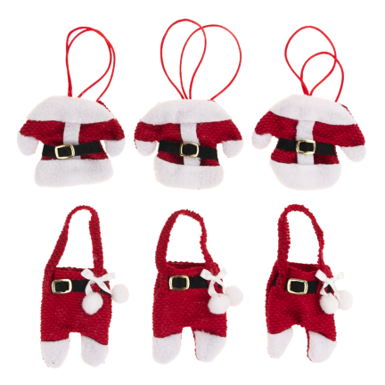 Etui na sztućce, pokrowiec świąteczny, dekoracja stołu, ubranko Mikołaja, czerwone, zestaw 6szt.