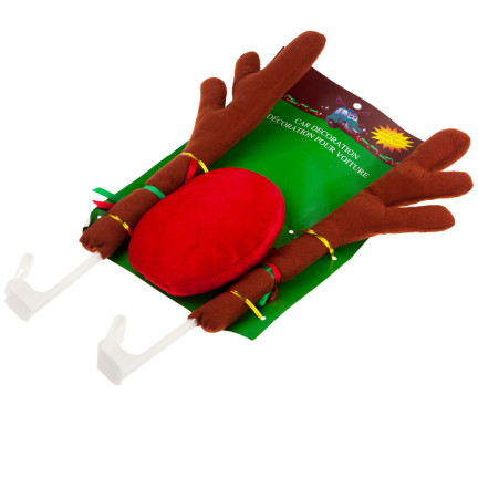 TG53031 DEKORACJA SAMOCHODOWA ROGI RENIFERA NOS NA AUTO SAMOCHÓD OZDOBA ŚWIĄTECZNA