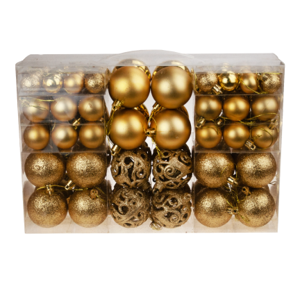 TG66272-3 BOMBKI CHOINKOWE ZŁOTE ZESTAW XXL 100szt WZORY bombka BOMBEK 6/4/3cm 100szt