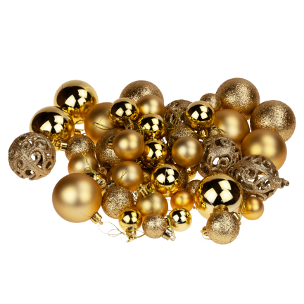TG66272-3 BOMBKI CHOINKOWE ZŁOTE ZESTAW XXL 100szt WZORY bombka BOMBEK 6/4/3cm 100szt
