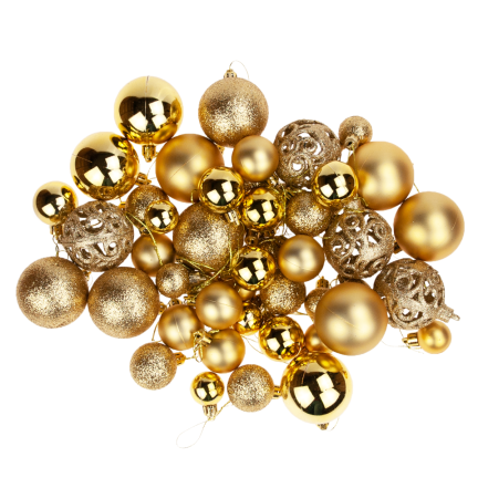 TG66272-3 BOMBKI CHOINKOWE ZŁOTE ZESTAW XXL 100szt WZORY bombka BOMBEK 6/4/3cm 100szt