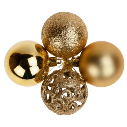 TG66272-3 BOMBKI CHOINKOWE ZŁOTE ZESTAW XXL 100szt WZORY bombka BOMBEK 6/4/3cm 100szt