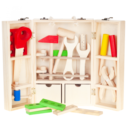 TG55451 Drewniane Narzędzia + Skrzynka Warsztat dla Dzieci zestaw
