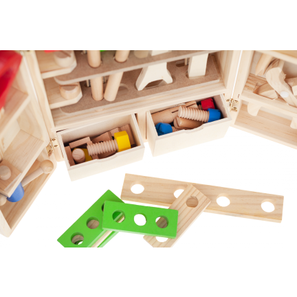 TG55451 Drewniane Narzędzia + Skrzynka Warsztat dla Dzieci zestaw