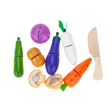 TG55486 WARZYWA DREWNIANE W SKRZYNCE DO KROJENIA CIĘCIA NA RZEPY ZESTAW Z NOŻYKIEM