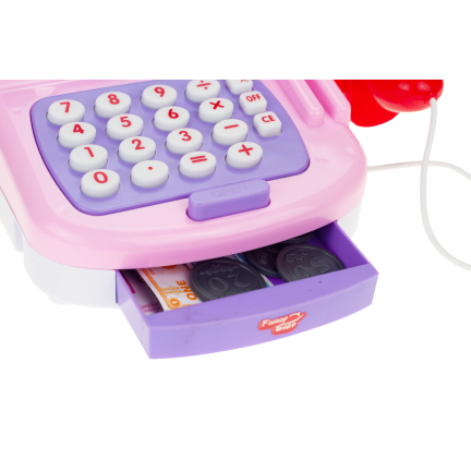 TG55520 KASA SKLEPOWA FISKALNA SKANER ZABAWKOWA SKLEP DLA DZIECI RÓŻOWA PIENIĄDZE