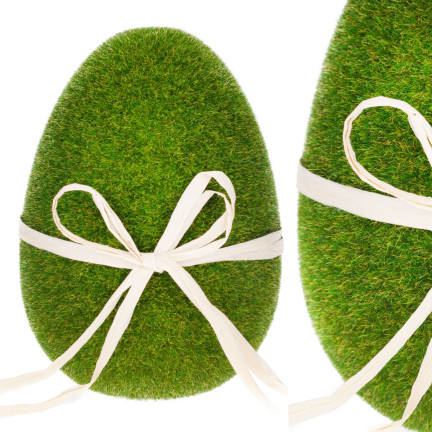 TG55575 JAJKO WIELKANOCNE FLOKOWANE ZIELONE ZAMSZOWE 20CM