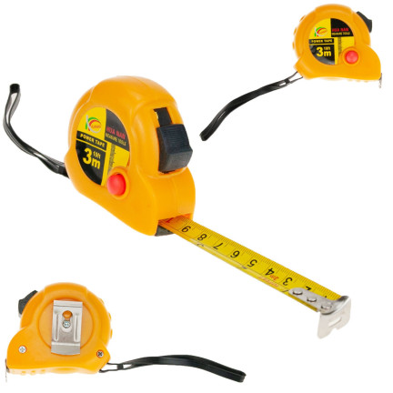 TG56086 MIARKA MIARA ZWIJANA 3M MIERNICZA TAŚMA METRÓWKA POMIAR Z KLIPSEM zwijana