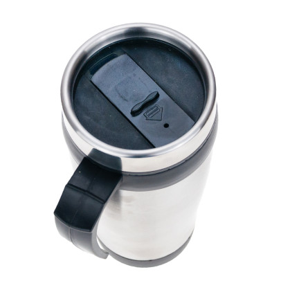 TG56239 KUBEK TERMICZNY Z UCHWYTEM STALOWY TERMOS INOX TURYSTYCZNY 350ML