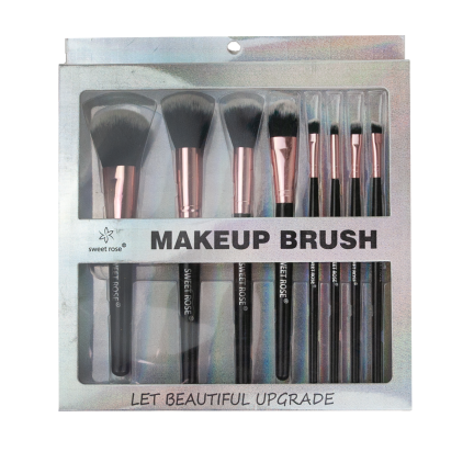 TG56446 PĘDZLE DO MAKIJAŻU PROFESJONALNY ZESTAW 8szt SYNTETYCZNE WŁOSIE CZARNE