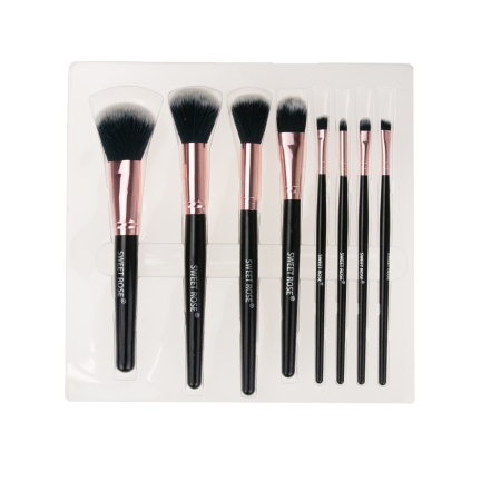 TG56446 PĘDZLE DO MAKIJAŻU PROFESJONALNY ZESTAW 8szt SYNTETYCZNE WŁOSIE CZARNE