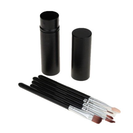 TG56450 ZESTAW PĘDZLI DO MAKIJAŻU PODRÓŻNY W ETUI PĘDZELKI CZARNE W TUBIE 5szt