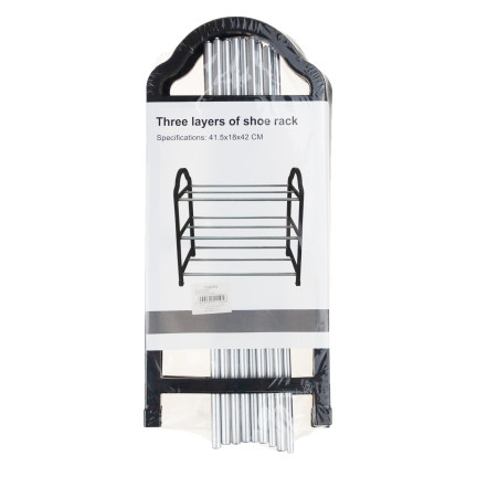 TG56565 PÓŁKA NA BUTY SZAFKA REGAŁ DO PRZEDPOKOJU 3 POZIOMY SKŁADANY CZARNY