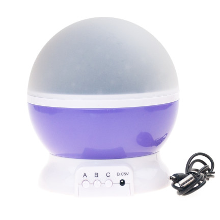 TG56632-1 LAMPKA NOCNA PROJEKTOR GWIAZD GWIAZDY NIEBO OBROTOWA FIOLET DLA DZIECI