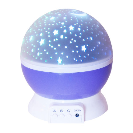 TG56632-1 LAMPKA NOCNA PROJEKTOR GWIAZD GWIAZDY NIEBO OBROTOWA FIOLET DLA DZIECI