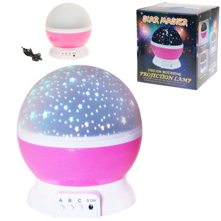 TG56632-2 LAMPKA NOCNA PROJEKTOR GWIAZD NIEBA OBROTOWA 360  RÓŻ